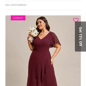 Bequtiful Evening dress or bridesmaid  dress. Burgundy color